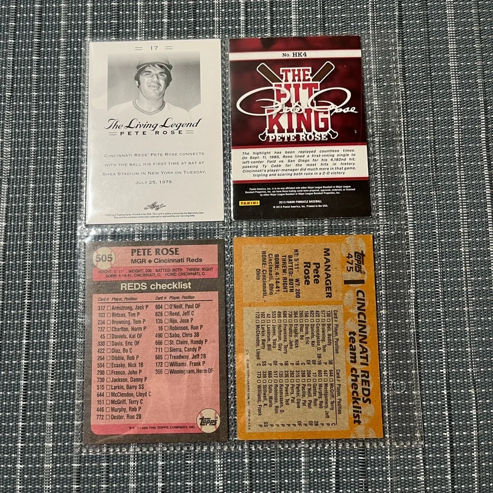 ⚾️ Pete Rose Major League Baseball Sports Trading Cards, Set of 4